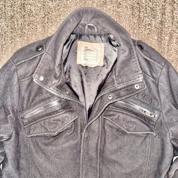 Rocawear Men Vintage Utility Pocket Fleece Bomber Sport Coat Jacket Black Large - Picture 11 of 12